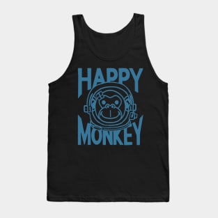 A Space Monkey Is A Happy Monkey Retro Blue Tank Top